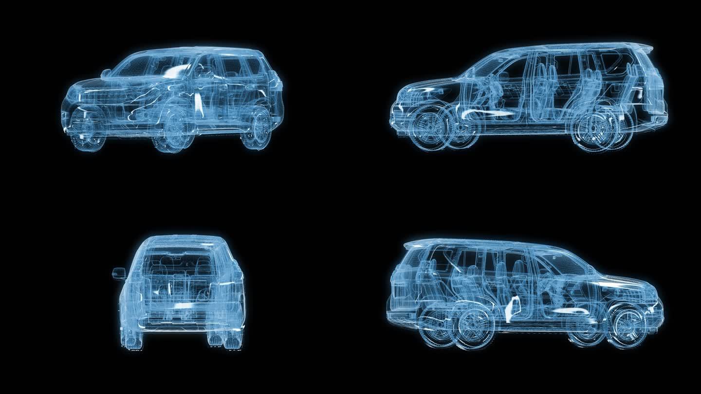 透视全息丰田霸道suv透明通道素材
