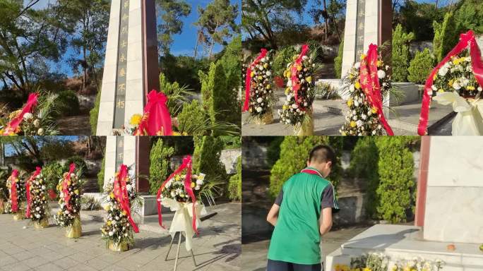革命烈士纪念碑少先队员 向烈士陵园献花