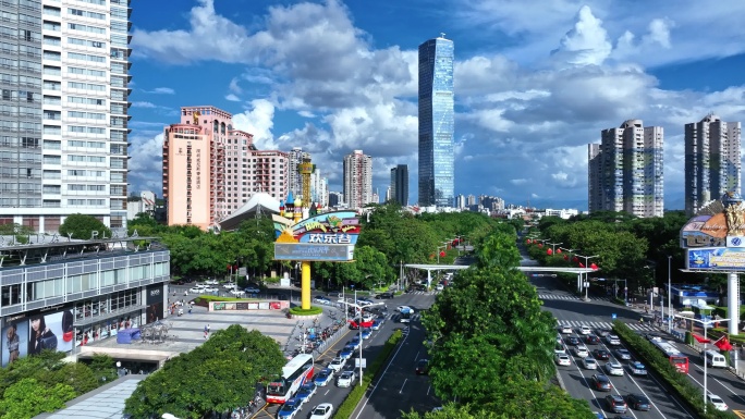 航拍世界之窗华侨城大厦深南大道益田集团