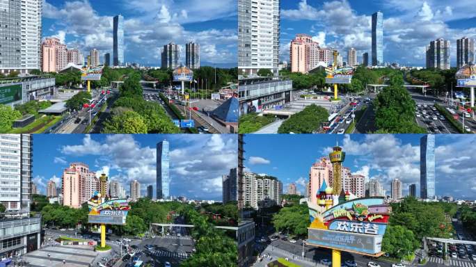 航拍世界之窗华侨城大厦深南大道益田集团