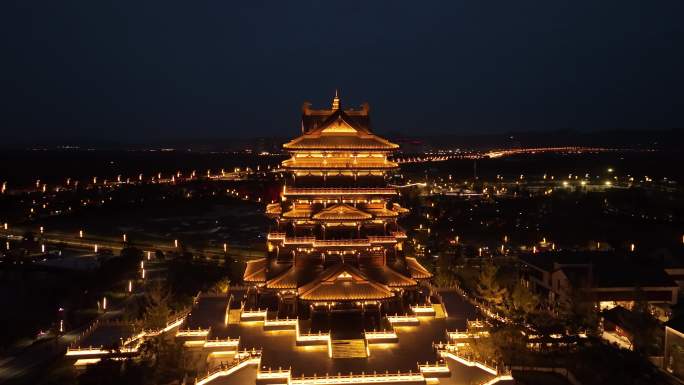 龙泉驿区东安湖公园夜景航拍