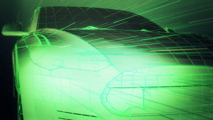 电动汽车概念全息投影线条线框未来科技