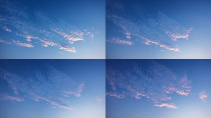 8K云彩晚霞飞机划过天空延时摄影