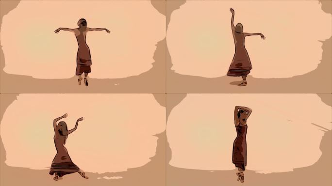 美丽的芭蕾舞演员，在细尼龙后面跳舞。动画视频效果