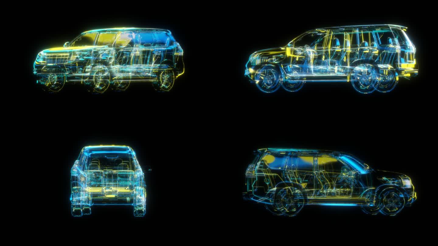朋克风全息丰田霸道suv透明通道素材