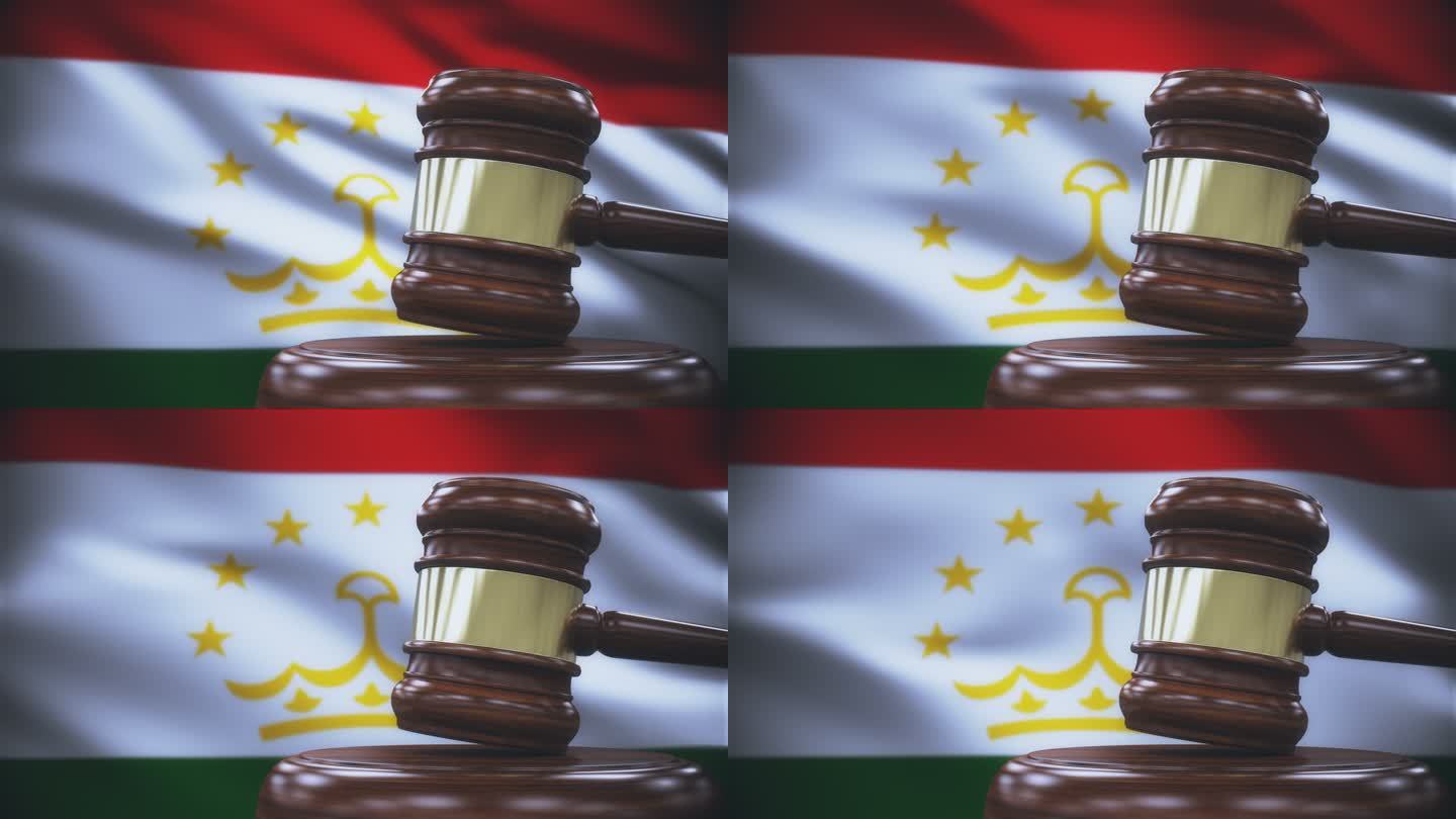 塔吉克斯坦国旗背景的盖维尔法官