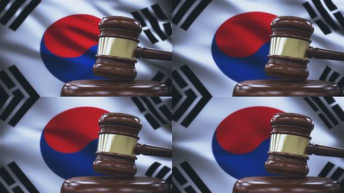 盖维尔法官以韩国国旗为背景