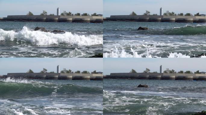 高帧率原视频 大海 海浪 浪花 滚滚而来