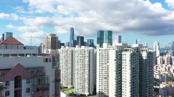 深圳城市建筑群2022航拍（爬升至中心区