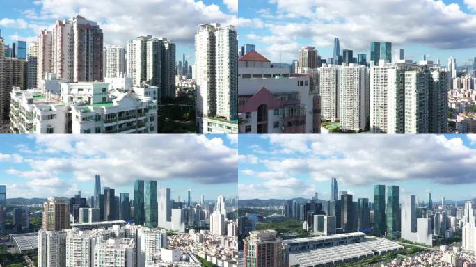深圳城市建筑群2022航拍（爬升至中心区