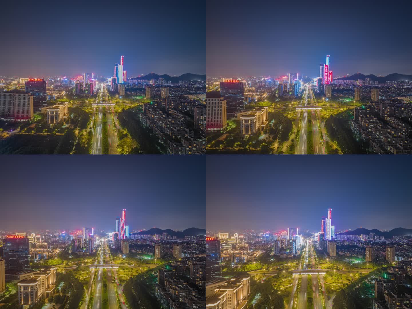 版权素材】东莞夜景航拍 东莞cbd延时