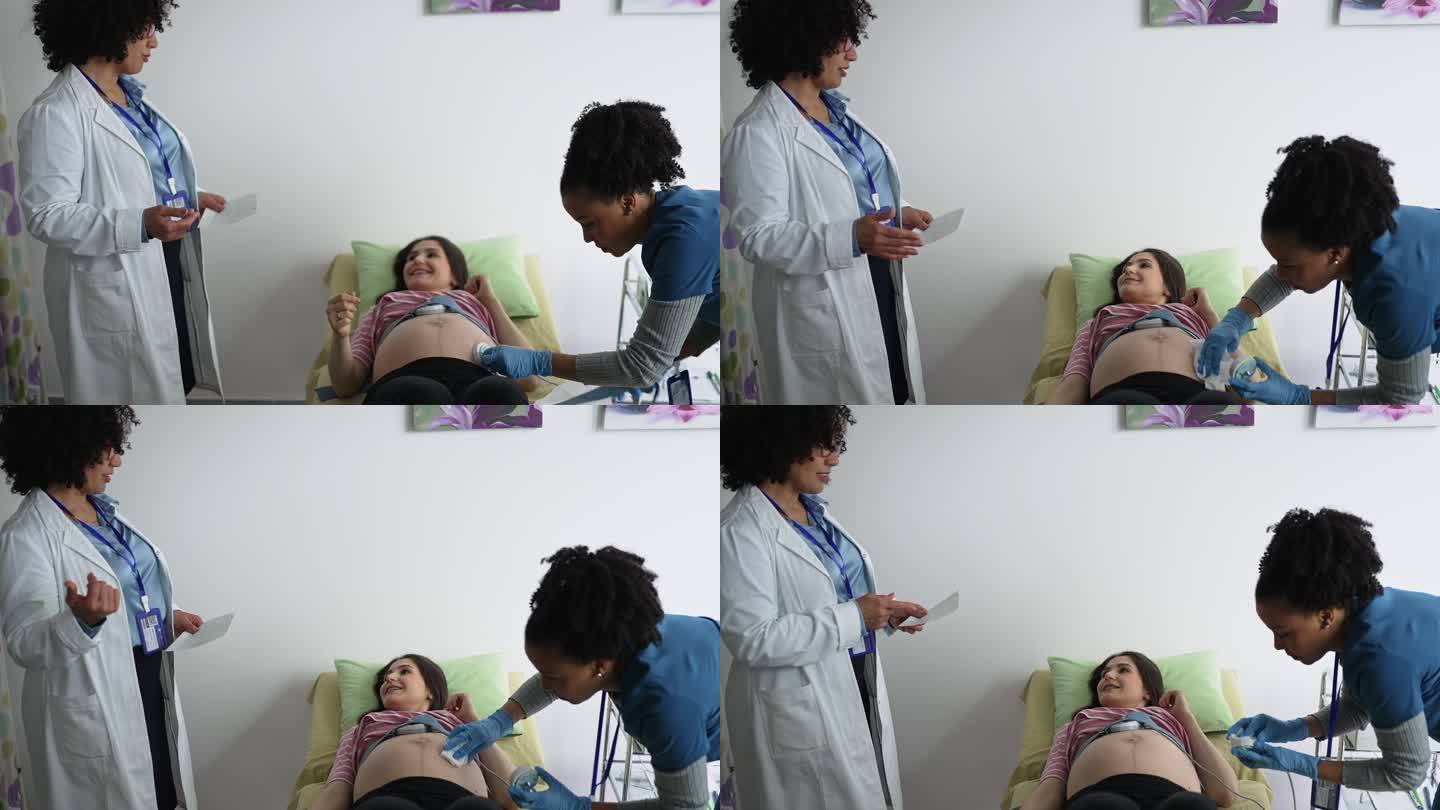 孕妇进行心电描记术CTG监测胎儿心跳
