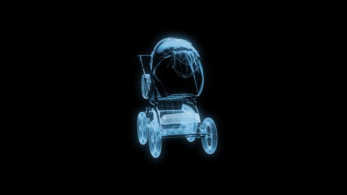 透视全息婴儿车展示动画透明通道素材