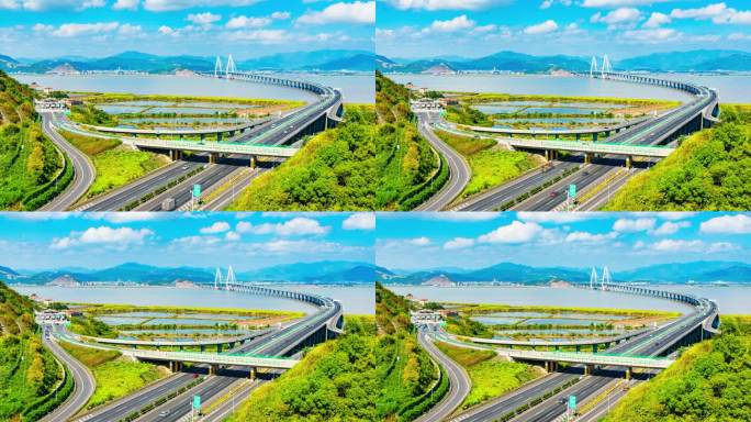 台州玉环高速海山互通延时摄影素材4K