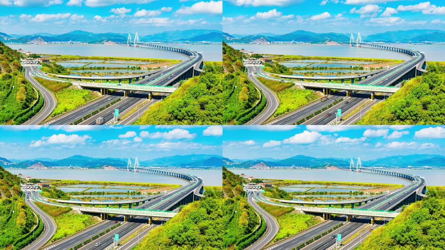 台州玉环高速海山互通延时摄影素材4K