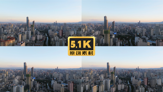 5K-昆明盘龙江航拍，昆明恒隆日落风光