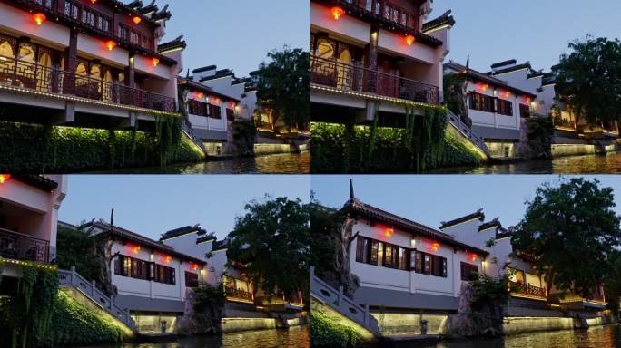 4k实时拍摄，南京乘船游览秦淮河两岸夜景