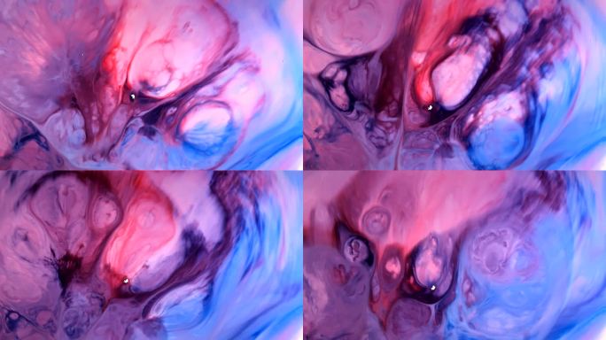 抽象慢动作墨水背景超级鲜艳的彩色颜料宇宙漩涡和波浪流动形式