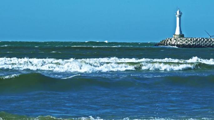 海浪浪花航标灯灯塔