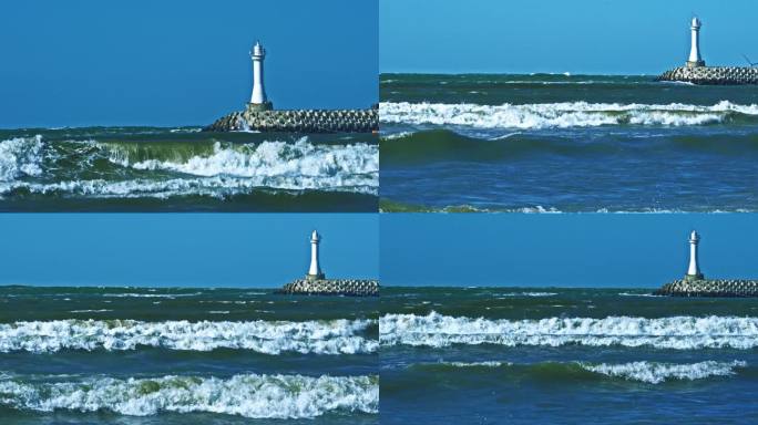 海浪浪花航标灯灯塔
