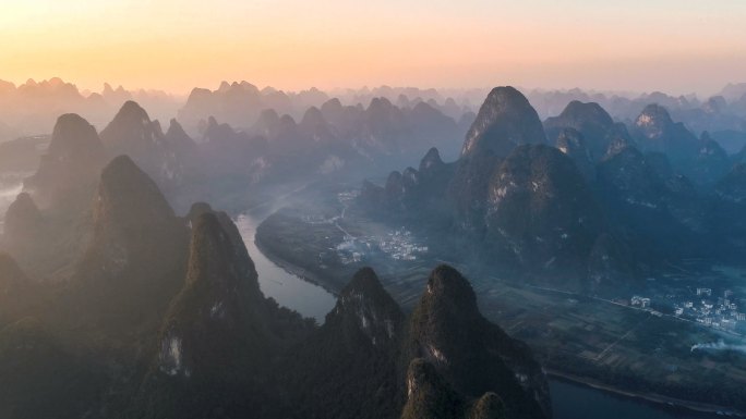 广西鸟瞰图阳朔诗画山水中国山水风光