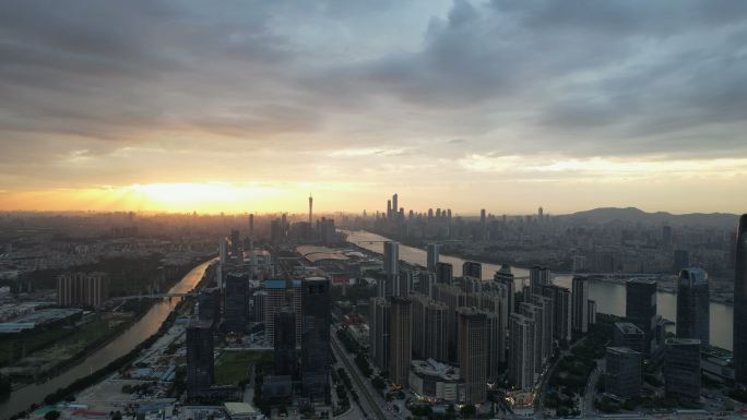 放大广州琶洲广州市空镜航拍大景