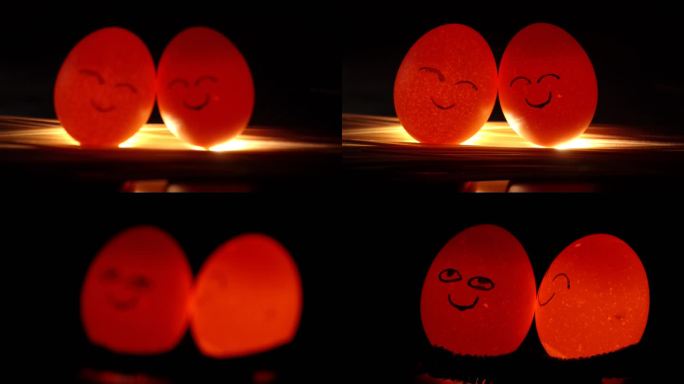 顽皮的鸡蛋灯光效果艺术处理空镜头