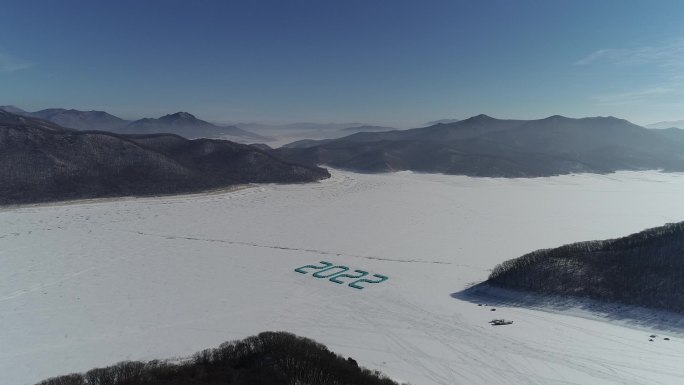 吉林市松花湖冬季雪景航拍