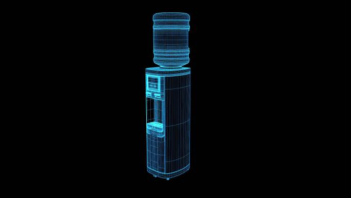 蓝色全息科技线框饮水机素材带通道