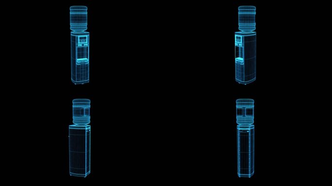 蓝色全息科技线框饮水机素材带通道