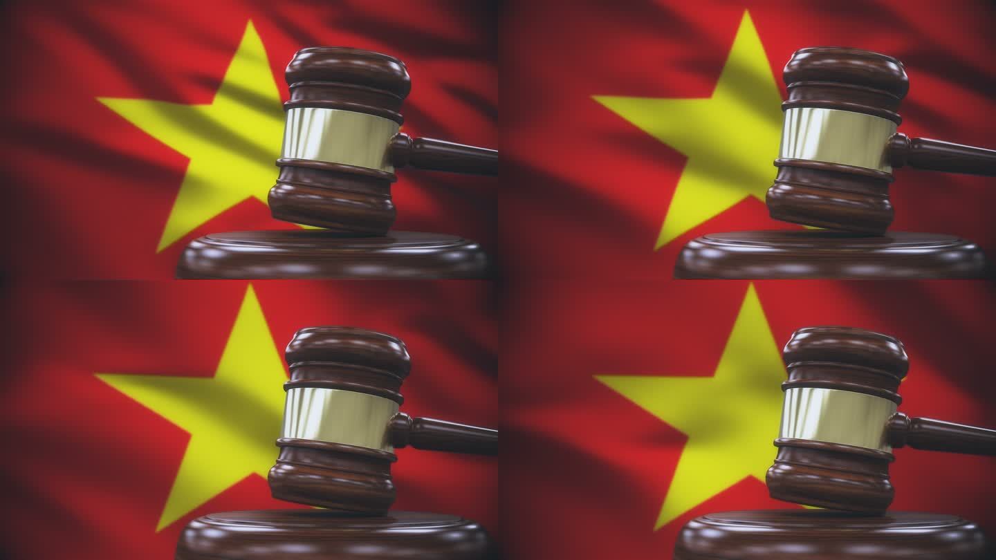 背景为越南国旗的盖尔法官