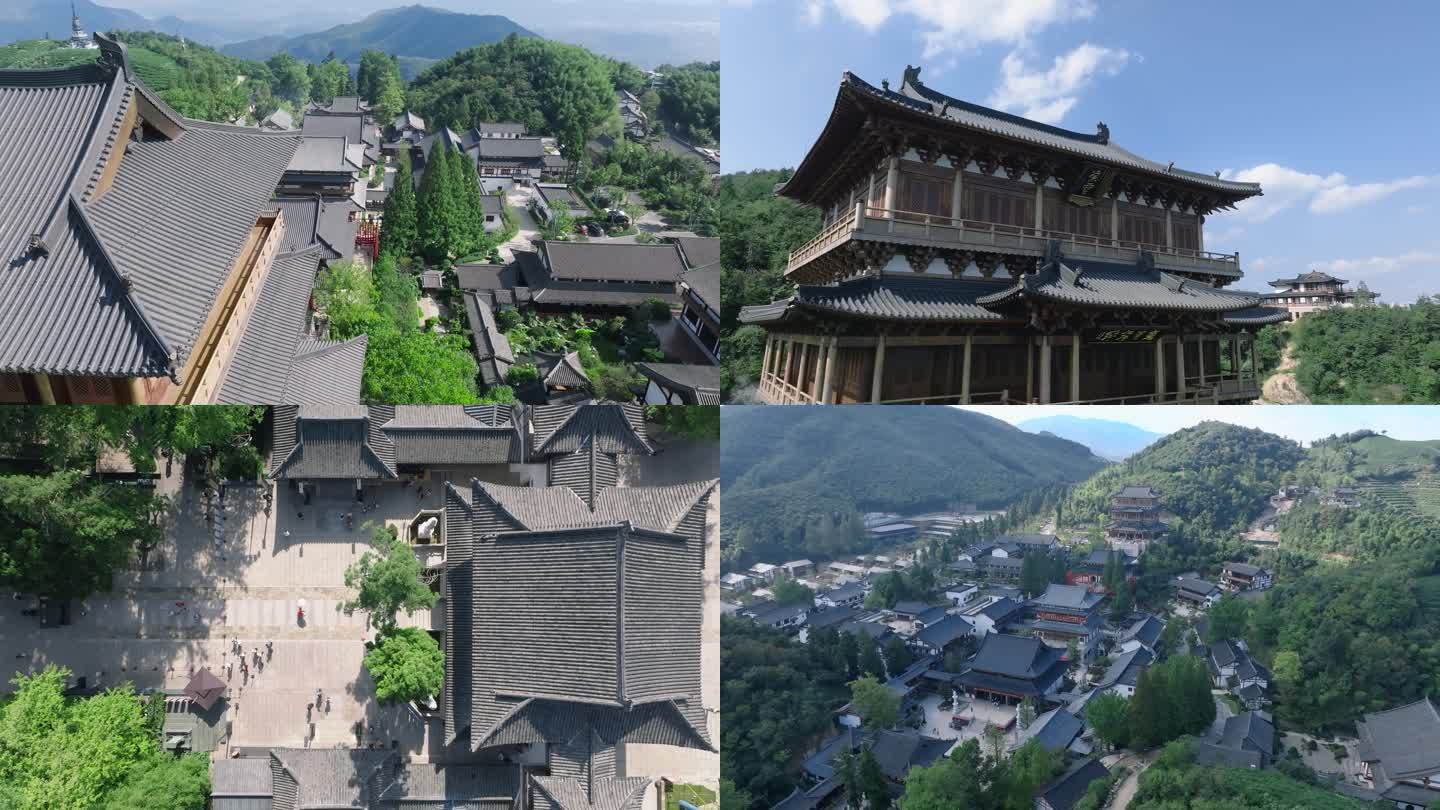 杭州余杭径山寺航拍4k