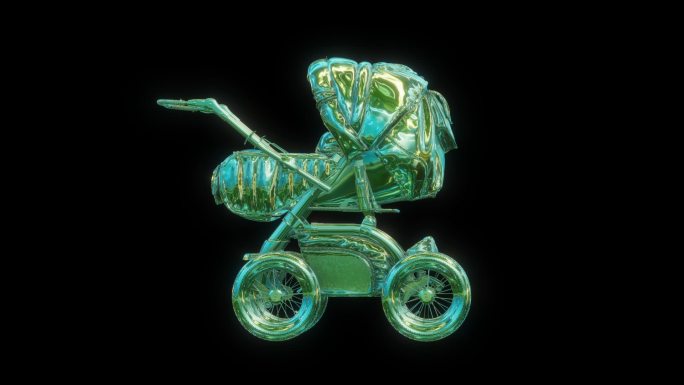 赛博朋克元宇宙婴儿车透明通道素材