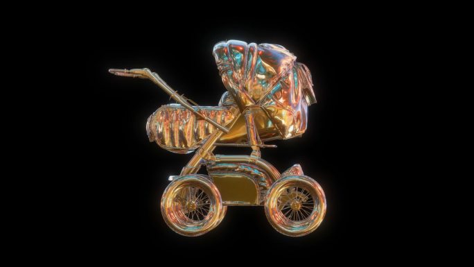 赛博朋克元宇宙婴儿车透明通道素材