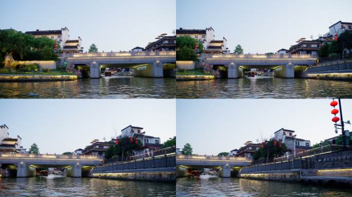 4k实时拍摄，南京乘船游览秦淮河两岸风景