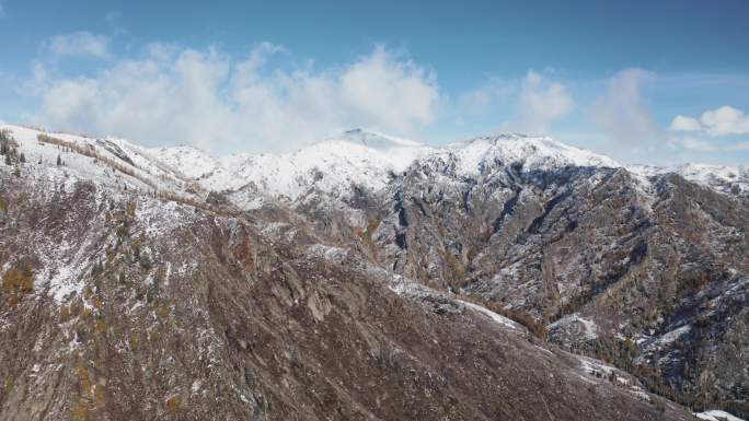 航拍雪山可可托海宝石沟4K