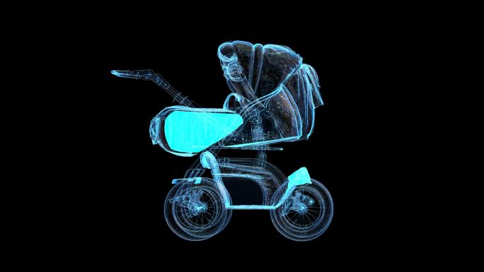 科技全息婴儿车透明通道素材