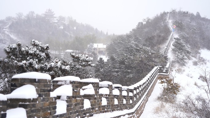 4K园林热河亭子城墙雪景