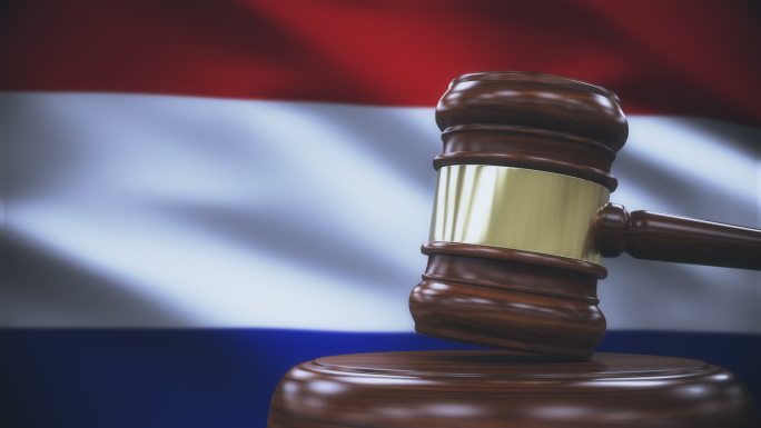 荷兰国旗背景的盖维尔法官