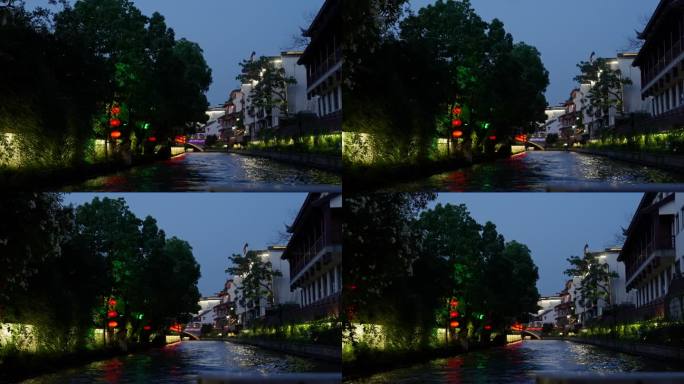 4k实时拍摄，南京乘船游览秦淮河两岸夜景