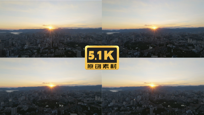 5K-航拍丁达尔下的城市风光