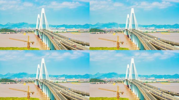 台州 椒江二桥车流延时摄影视频4K素材