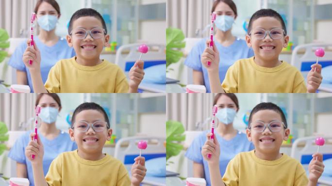 牙医教牙齿健康医生小孩牙齿牙膏糖果