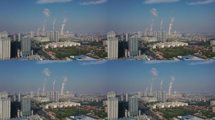 航拍 北京燕郊 发电厂工厂烟囱