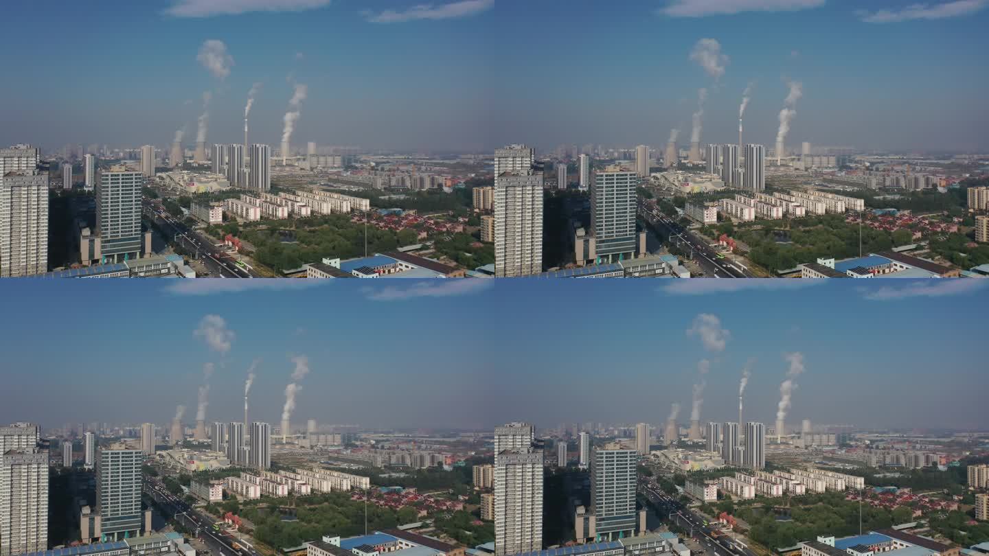 航拍 北京燕郊 发电厂工厂烟囱