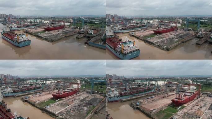 运河边的造船厂货船