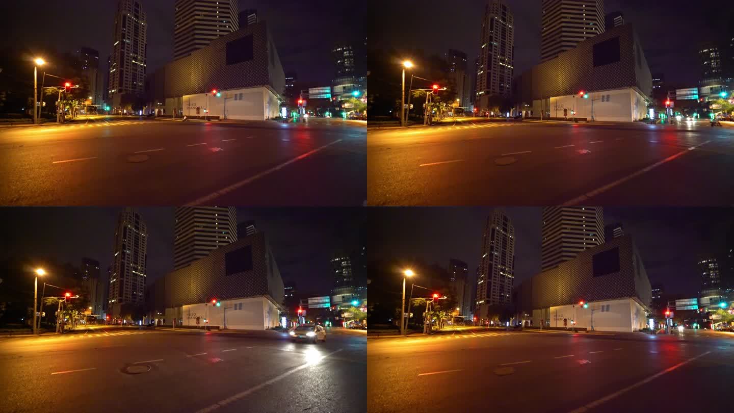4K 上海市中心深夜 凌晨街景 实时视频
