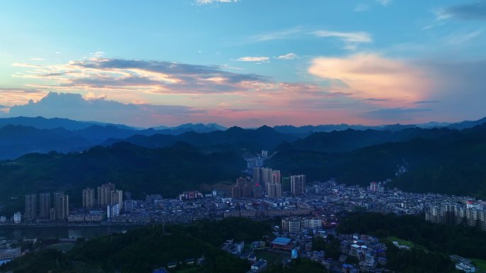 贵州三都县航拍夕阳