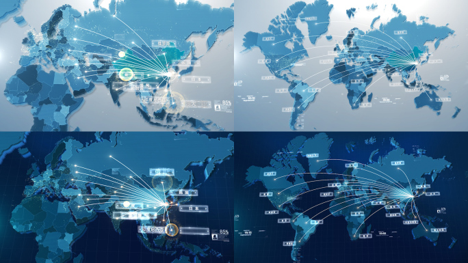 科技感全国世界地图辐射