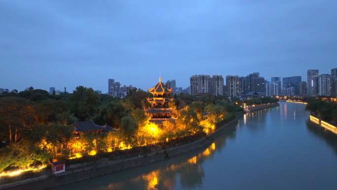 成都望江楼公园夜景